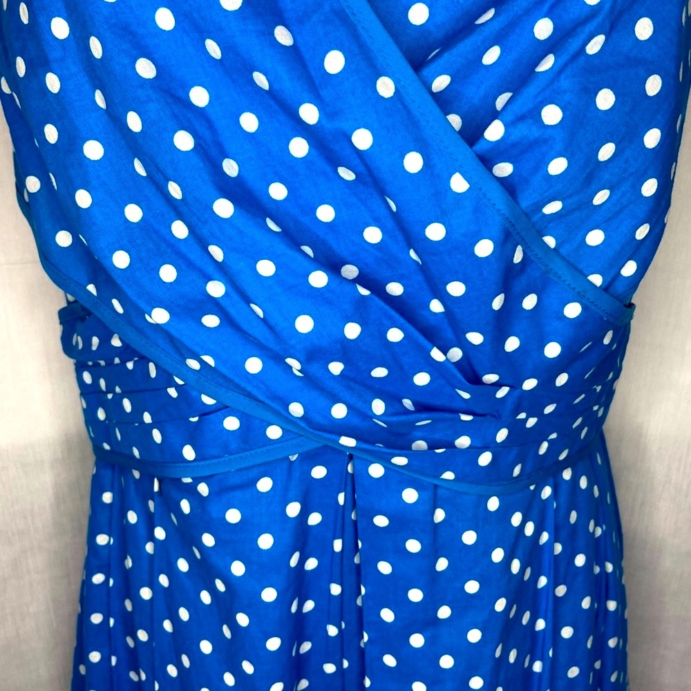 Nine West Dress Teal Blue and White Polkadot Dress. Size 12. - Picture 7 of 10